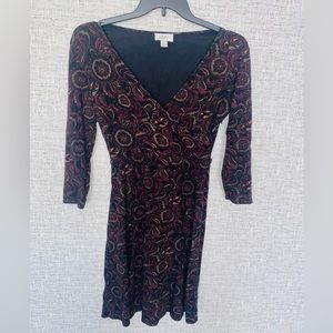 Ann Taylor Loft 3/4 Sleeve Midi Dress Multicolor floral Women's Size 4